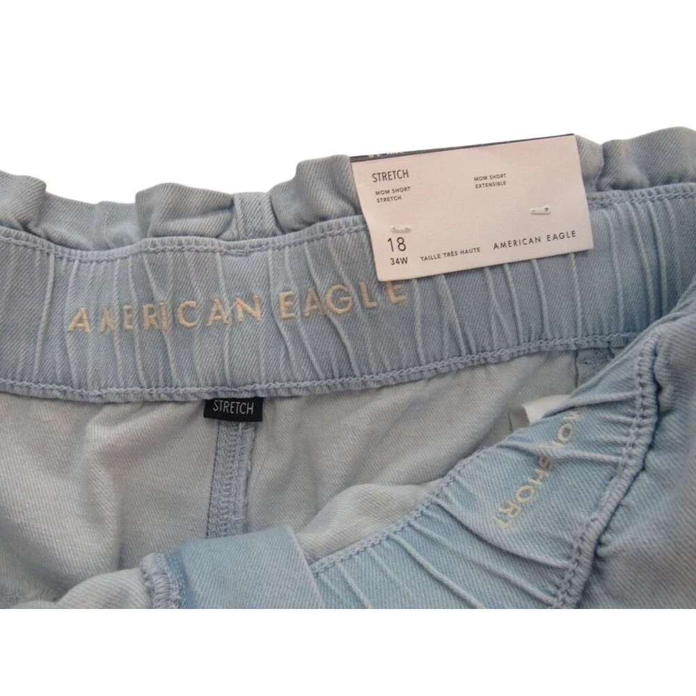 Old Navy Mom Shorts Womens 18 Light Wash Denim Paperbag High Rise‎ Tie Waist
